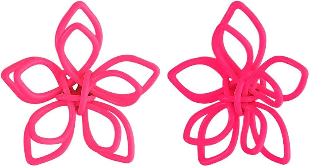 Neon color Flower Stud Earrings Flower Earrings with Faux Wire Flower Bud for Women Girls, 4 Colors