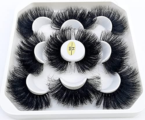AMSDCN new 5 Pairs 25 mm 3d Mink Lashes Bulk Faux with Custom Natural Mink Lashes Pack Short Wholesales Natural False Eyelashes… (9D-14)