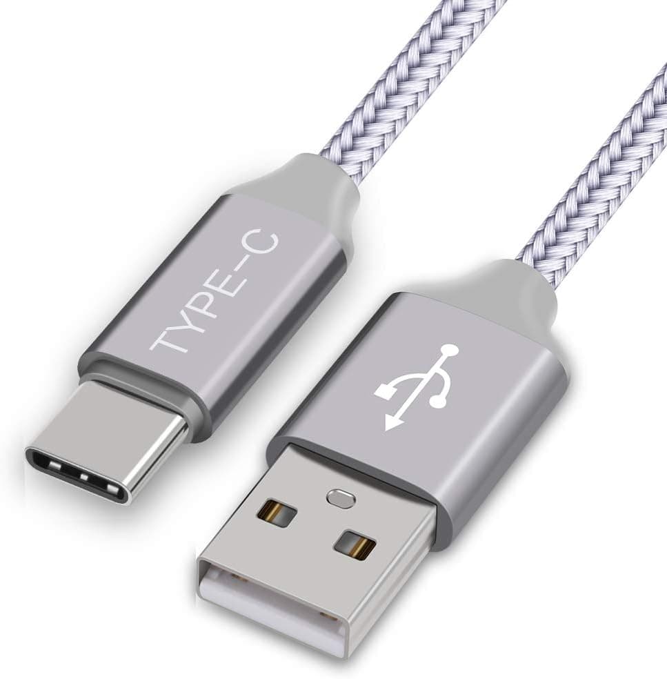 USB Type C Cable,USB C to USB A Charger 3.3ft（2Pack）Nylon Braided Fast Charging Cord Compatible samsung Galaxy Note 9 8,S10 S9 S8 Plus,LG V35 V30 V20 G7 G6,Nexus 5X/6P,Moto Z2 Z3,OnePlus 6 5 3(Grey)