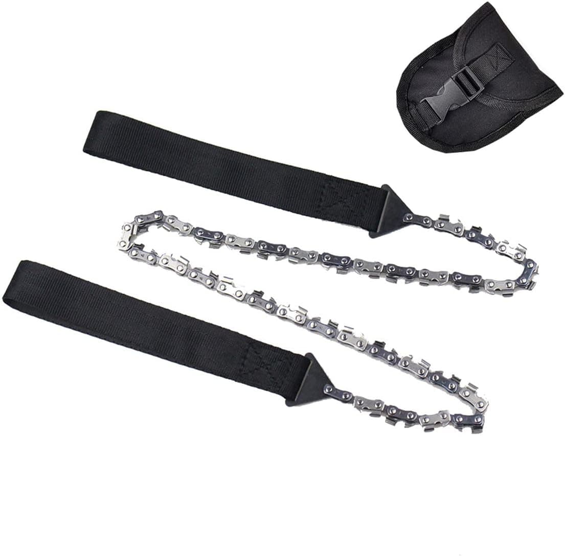 COLOR ZEBRA Pocket Chainsaw Survival Gear Razor Sharp 25.5 In Portable Hand Saw Compact Saw for Trees Saw Tool for Camping Hunting Emergency Kit (Black)