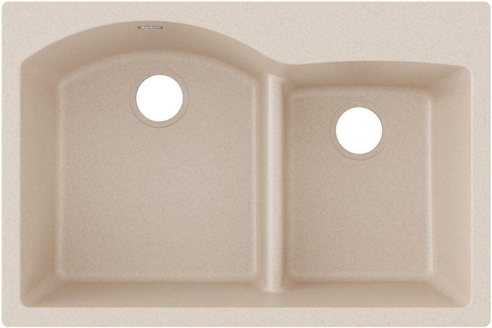 Elkay Quartz Classic ELGH3322RBQ0 Bisque Offset 60/40 Double Bowl Top Mount Sink