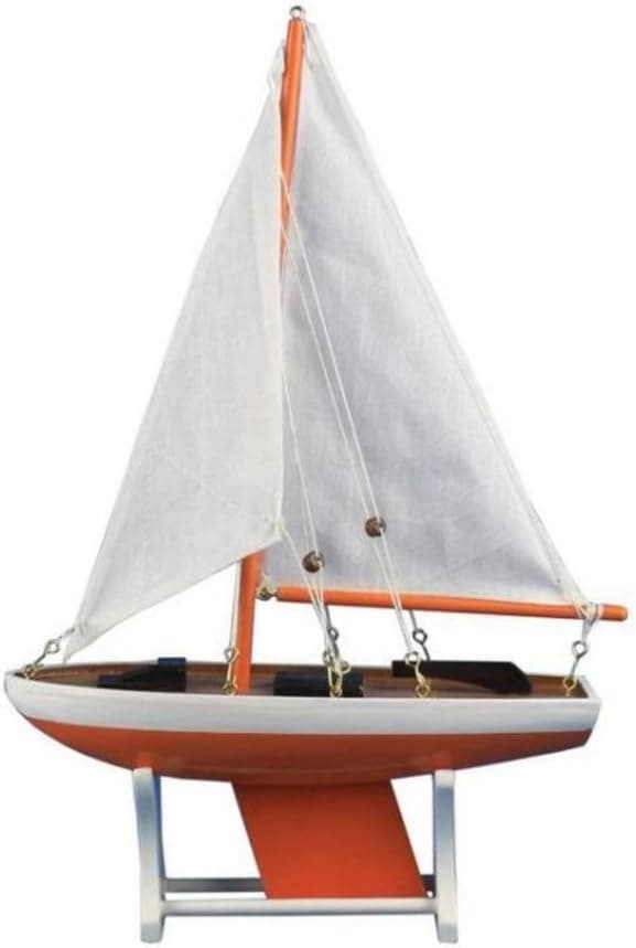 Hampton Nautical It Floats 12" Orange Floating Sailboat Hampton Nautical Model Ship, Fully Assembled (Not a Kit)