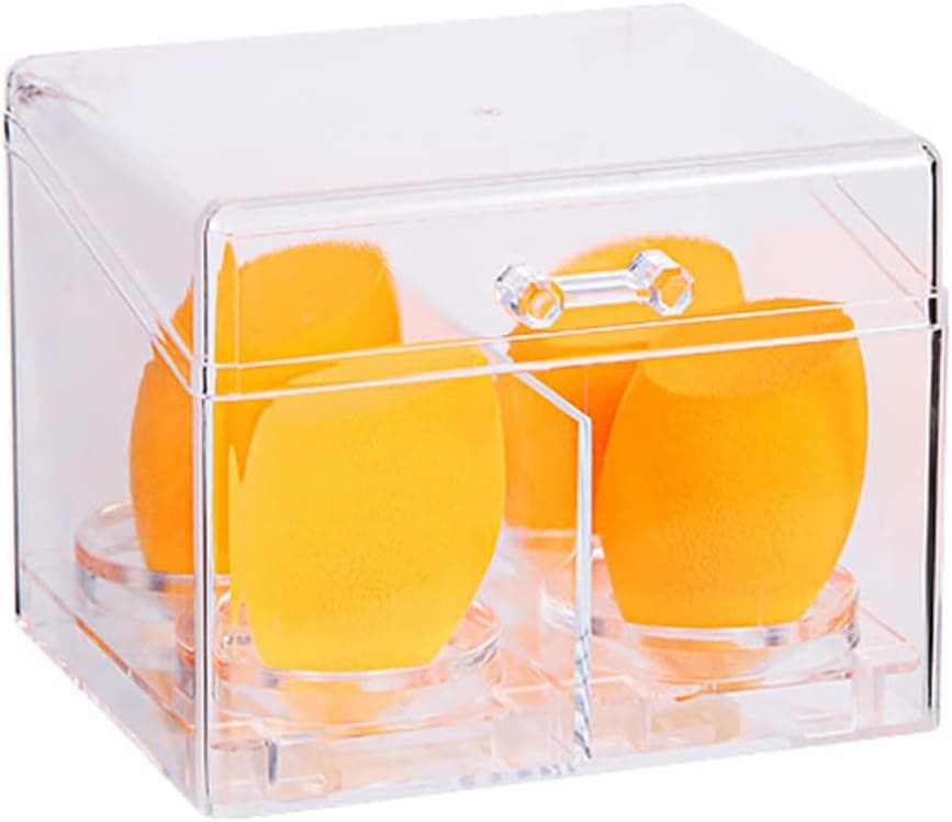 Jonvin Makeup Sponge Holder,Acrylic Makeup Sponge Holder Organizer, Plastic Stackable Plastic Bathroom Vanity Countertop Storage Cosmetic Organizer Box(Does not Makeup Sponge)
