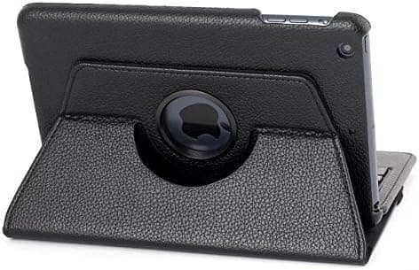 DUMVOIN(TM)Black Color PU Leather 360 Degrees Rotating Removable Bluetooth Keyboard Case Cover Stand for iPad Mini 1/ Ipad Mini 2/Ipad Mini 3