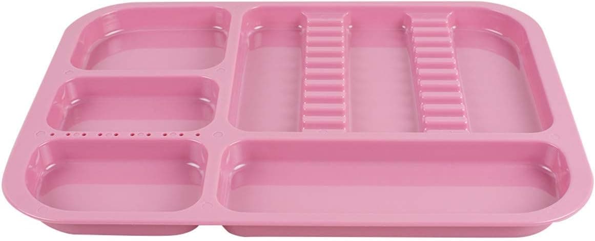 Instrument Tray,Fencia Autoclavable Surgical Tray Dental Instruments Tray Divided Tray Plastic Separate Tray 13 1/4" X 9 1/2" X 7/8" (Pink)