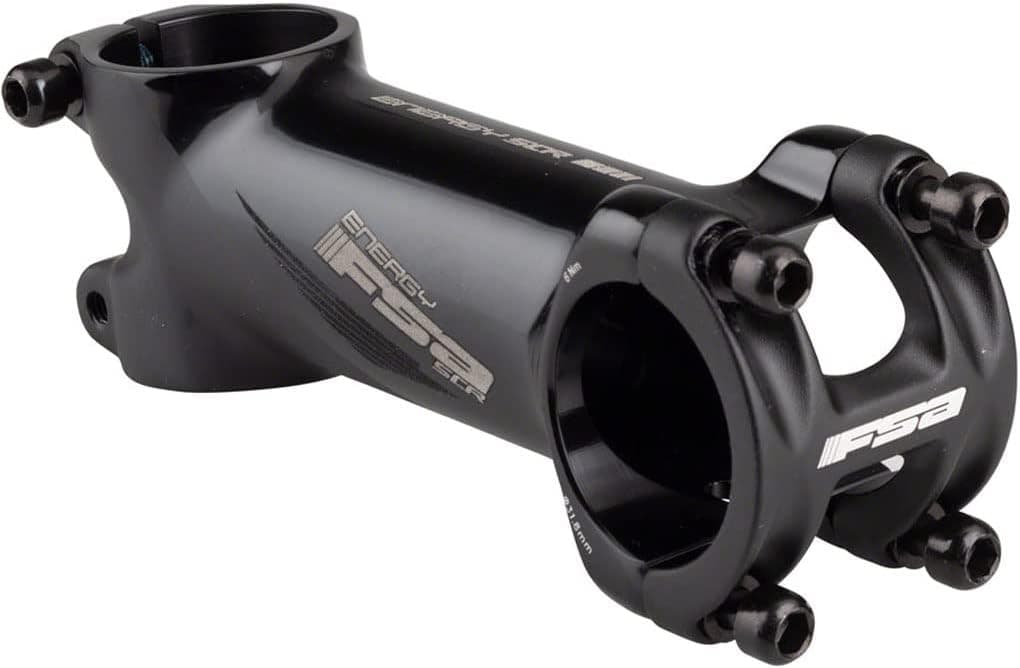 Full Speed Ahead - Energy Series Alloy Bicycle Stem with +/- 6 Degree Rise | SCR System | for Road and Gravel Bike | Multiple Sizes | Black with Grey Graphic