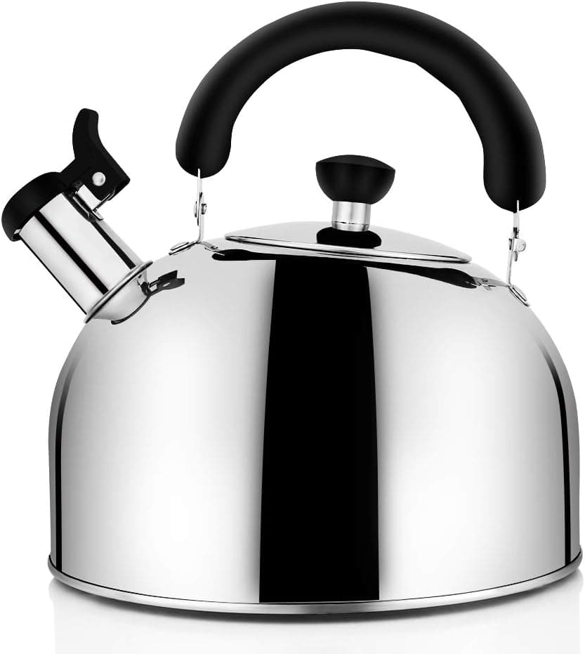 Tea Kettle Stovetop Whistling Tea Pot, Stainless Steel Tea Kettles Tea Pots for Stove Top, 4.3QT(4-Liter) Large Capacity with Capsule Base by ECPURCHASE