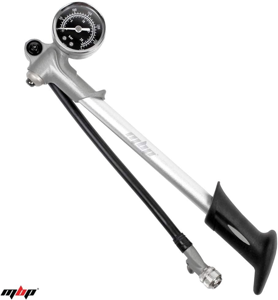 MBP Bicycle High Pressure Shock Pump (300 Psi Max) Front Forks and Rear Suspension, Special Pump Head with Lever Lock