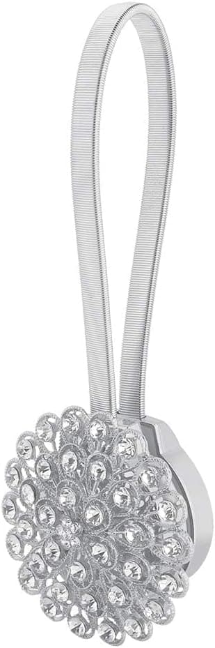 1pc Curtain Magnetic Tieback Flower Curtain Clips Buckle, with Stretchy Wire Rope Attraction Appliance Buckle, Magnetic Tieback Creative Diamond Curtain Bind
