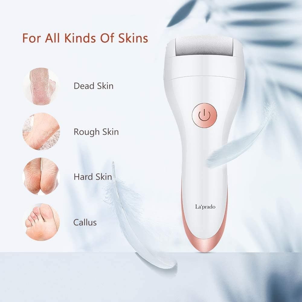 Electric Callus Remover, LALAYA Foot File Smooth Callus Remover Pedicure Tools Rechargeable Waterproof with LED Indicator, Hard Dry Skin Remover with 2 Rollers for Cracked Heels and Dead Skin