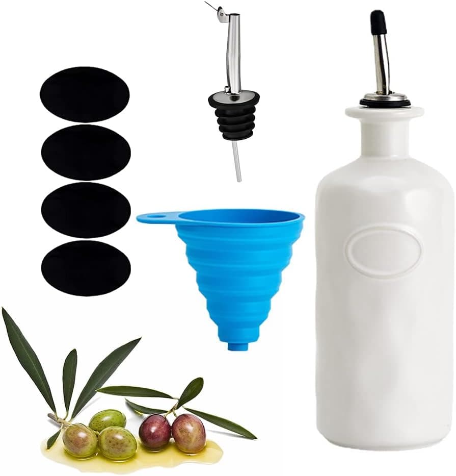Danmu 1 Pack Ceramic Oil Bottles,Olive Oil Dispenser Bottle,20oz Oil Dispenser Bottle for Kitchen,Oil Bottles for Kitchen,Oil and Vinegar Dispenser 600ml