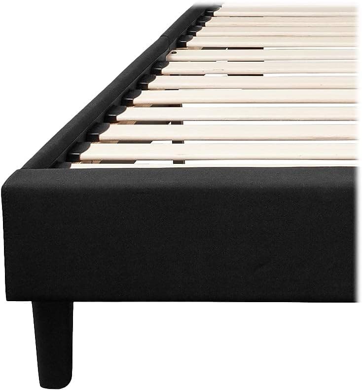 Flash Furniture Brighton Queen Size Tufted Upholstered Platform Bed in Black Fabric