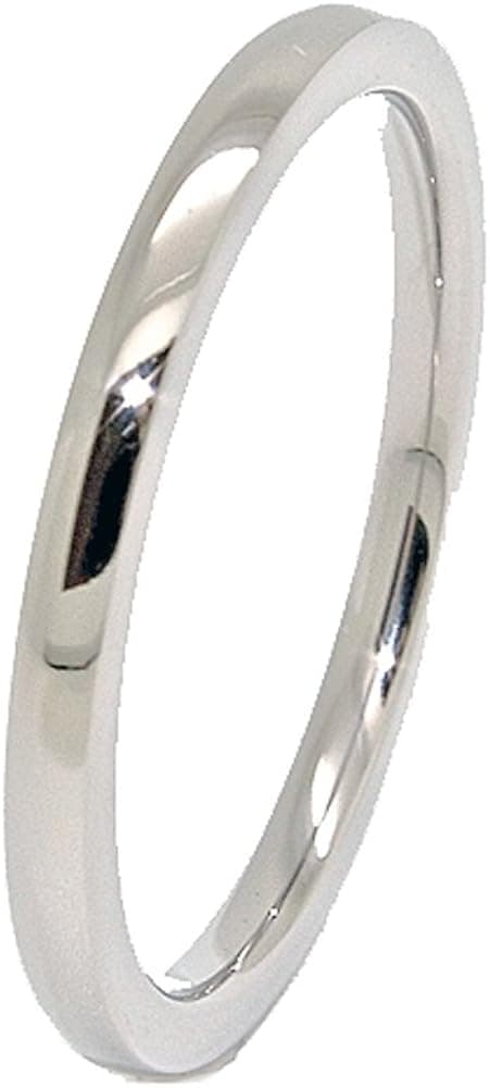 Thin Unisex 2mm Classic Domed Titanium Wedding Band Engagement Ring (Available in Sizes 3-14)
