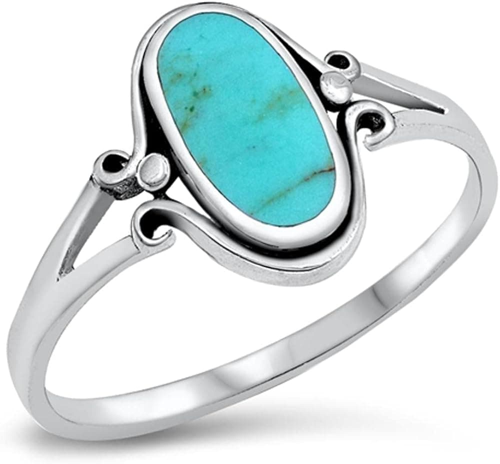 CHOOSE YOUR COLOR Sterling Silver Long Oval Ring