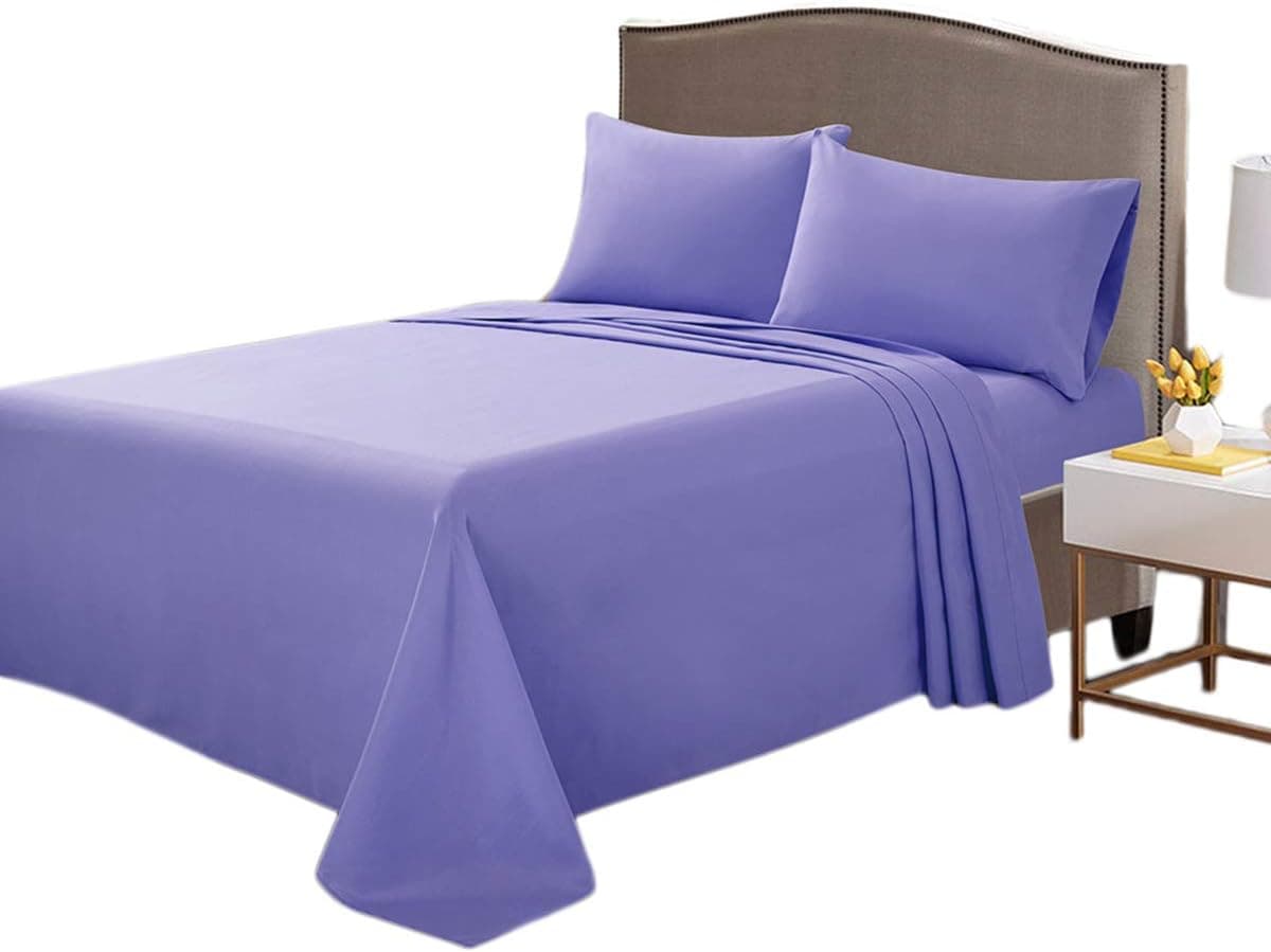 ARTALL Queen Sheet Set, 95 GSM Brushed Microfiber with Deep Pocket 1800 Bedding - 4 Piece, Purple