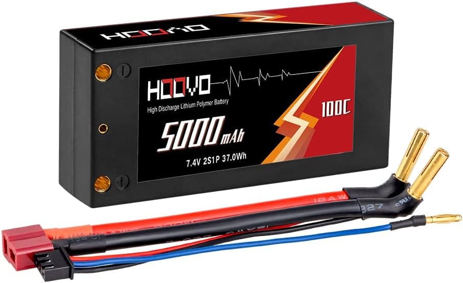 HOOVO 2S 7.4V 100C 5000mAh RC Shorty Lipo Battery Hard Case Pack with 4.0mm Bullet Deans Connector for RC 1/10 Scale Vehicles Car Trucks Truggy Boat Racing