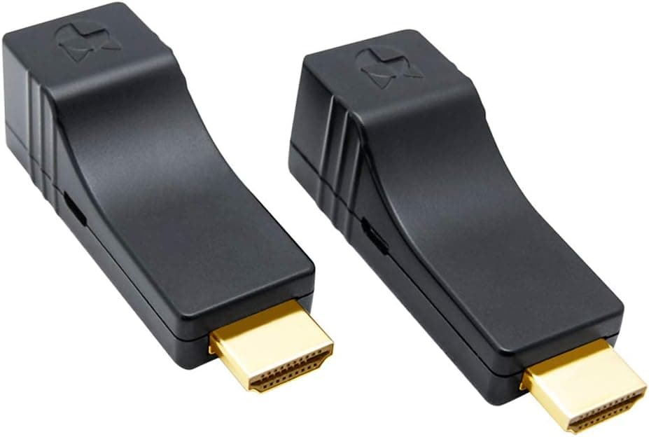 DDMALL 196ft HDMI Extender Over Single CAT5e/CAT6 Cable, Mini Size, Deep Color, 3D, Zero Loss, Zero Latency, Full HD, POC, Auto EDID, HDMI Transmitter and Receiver Kit (HE-15)