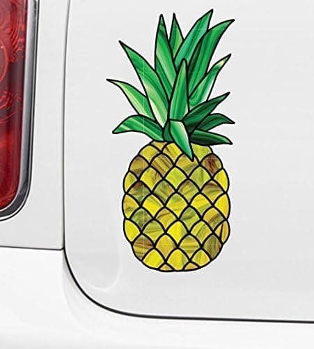 Pineapple Stained Glass - Vinyl Decal for Cars | Truck | Motorcycle | Outdoor Use Yadda-Yadda Design Co. (3"w x 6"h) (Yellow-Green)