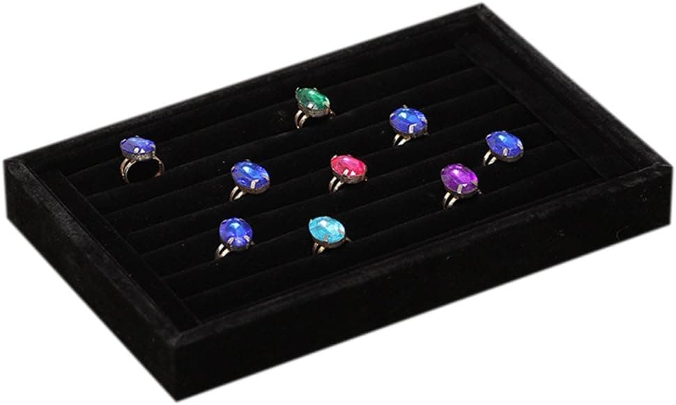 CYNDIE Velvet Ring Plate Earrings Display Rack Jewelry Storage Box