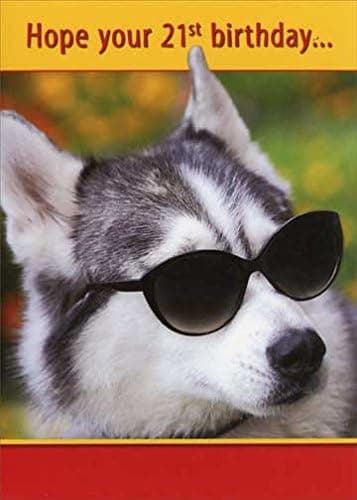 Husky with Sunglasses - Oatmeal Studios Funny 21st Birthday Card