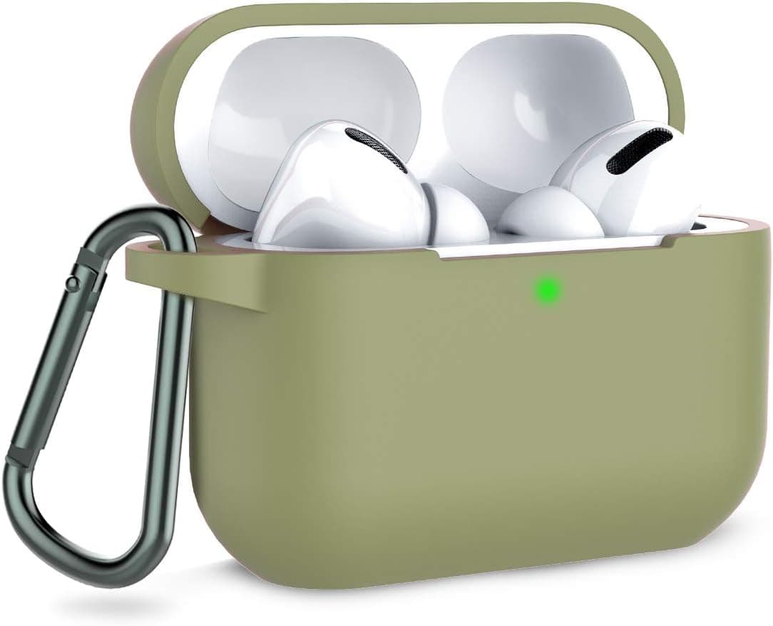 AirPods Pro Case Cover, Coffea Protective Silicone Case with Keychain for Apple AirPod Pro, Military Green [US Patent Registered]