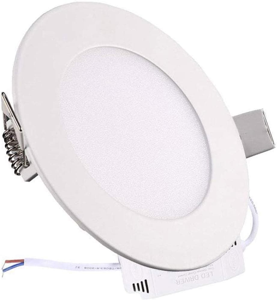 Sugo Dimmable Round LED Panel Light Ultra-Thin Slim 6000K-6500K Cool White Recessed Ceiling Lights Home Office Commercial Lighting Panel (6W)