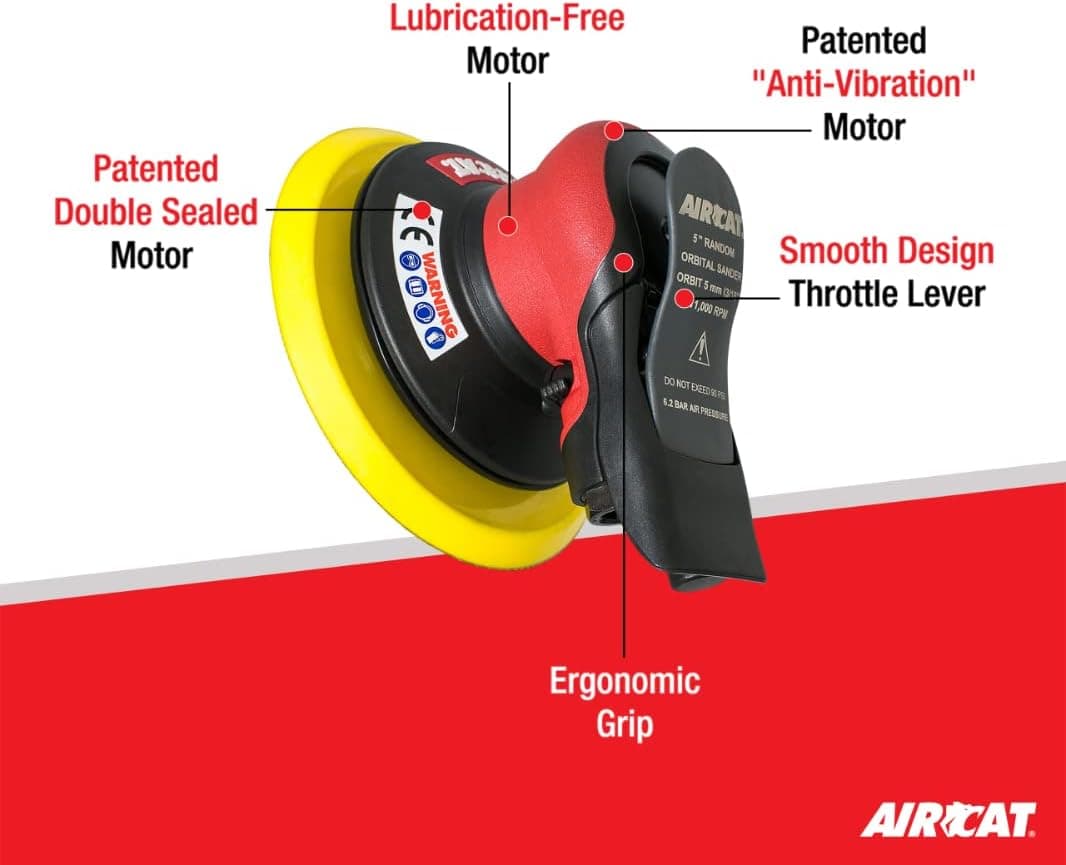 AIRCAT 6700-5-336: Non Vac Orbital Palm Sander 11,000 RPM
