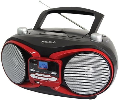 SuperSonic SC-504 RED Portable MP3 & Cd Player with Am/FM Radio