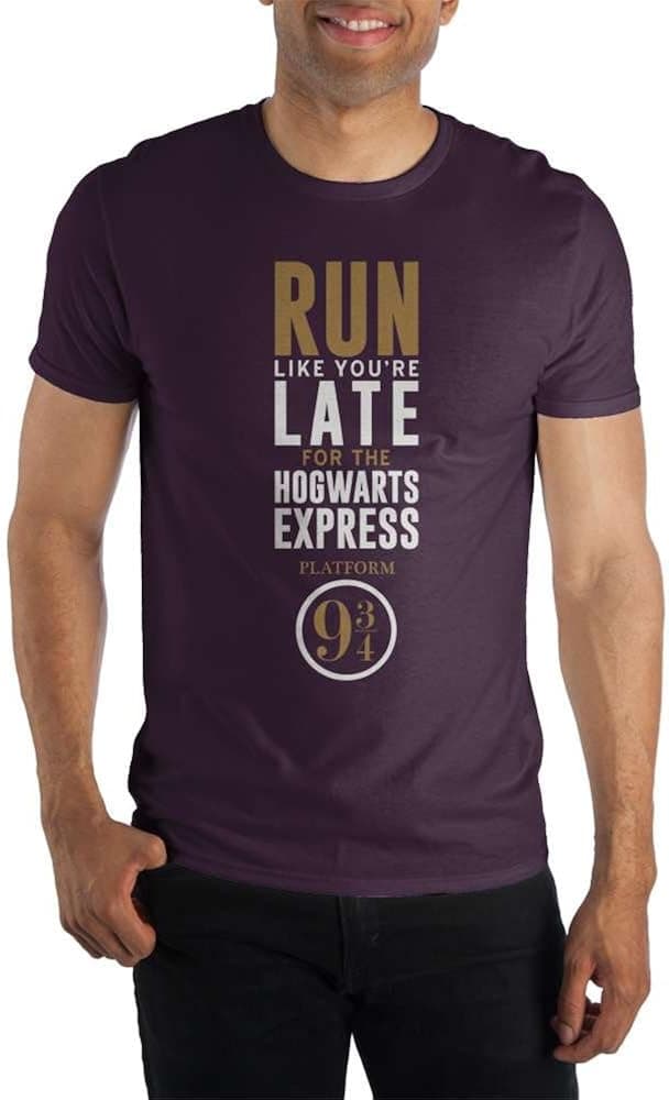 Harry Potter Run Like You're Late For The Hogwarts Express Platform 9 3/4 Women's Burgundy Tee T-Shirt Shirt