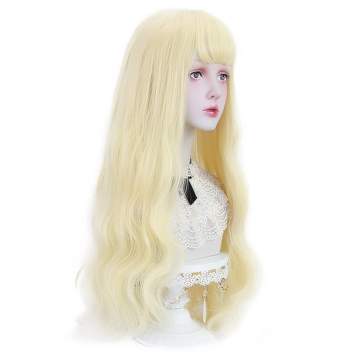 Styler Long Blonde Synthetic Wig with Bangs - Natural Long Wavy Cosplay Wigs for Women Halloween Christmas 30" (613 Blonde)