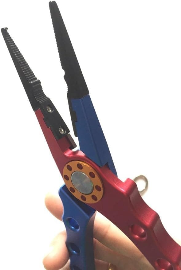 CFStore Aluminum Fishing Pliers Resistant Saltwater for Cutting Braid Line and Remove Hooks or Lure with Coiled Lanyard and Belt Holder Sheath (QY-0012-RDBL)
