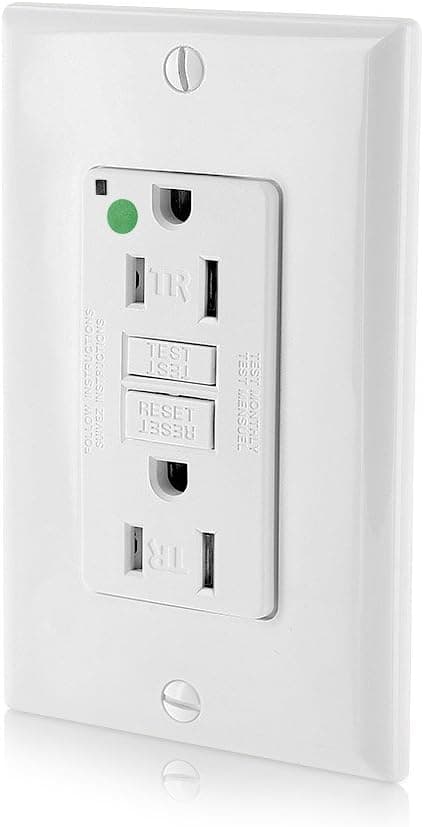 Leviton X7599-HGW Hospital Grade Tamper-Resistant Slim GFCI Duplex Receptacle with Wallplate, 15-Amp, 125-volt, White