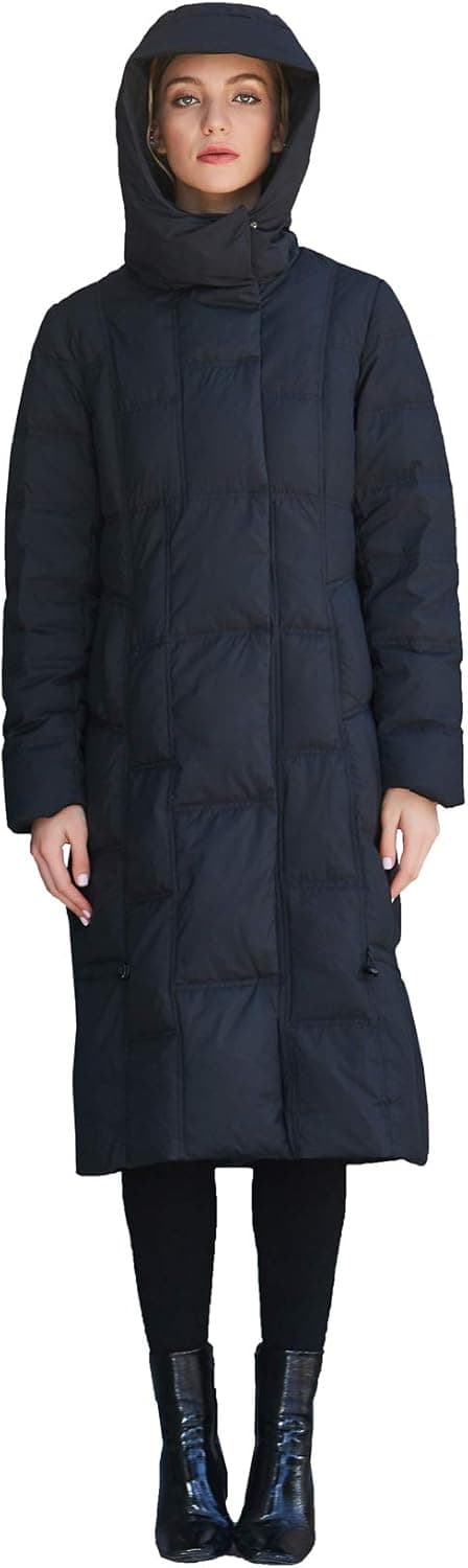 Krismile Women's Packable Puffer Jacket Double-Zip Water-Resistant Winter Long Down Coat