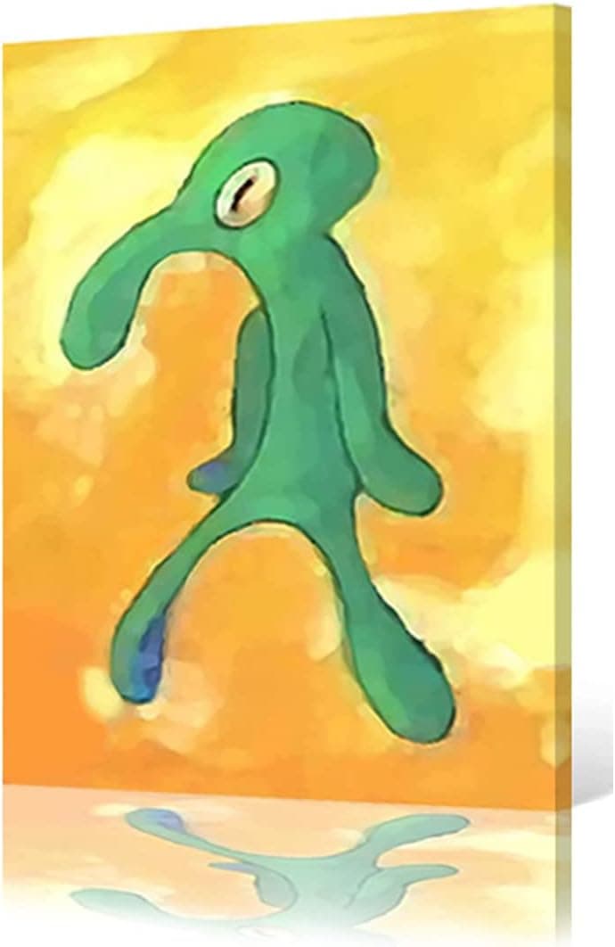 Classic Bold and Brash Painting Squidward Poster, Canvas Wall Art Print Home Bathroom Decor Framed Bedroom Office Living Room 16*20 Inch