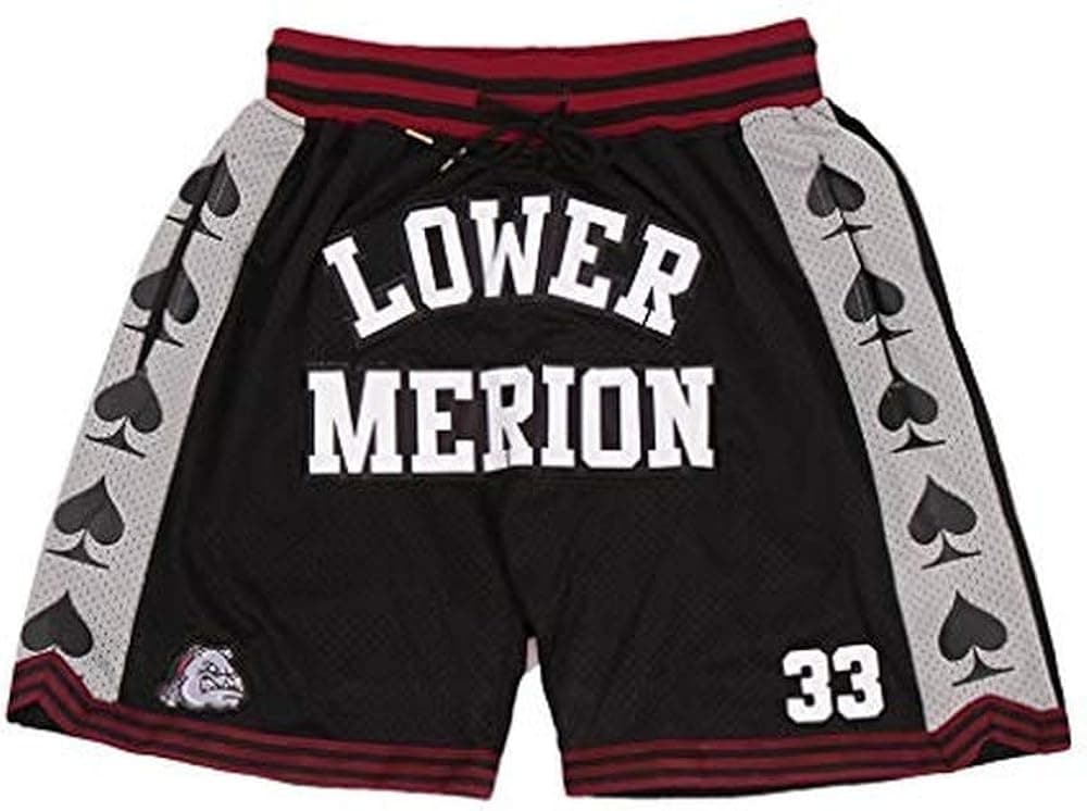 BRFOX Men's Lower Merion #33 High School Basketball Shorts Sports Pants Stitched