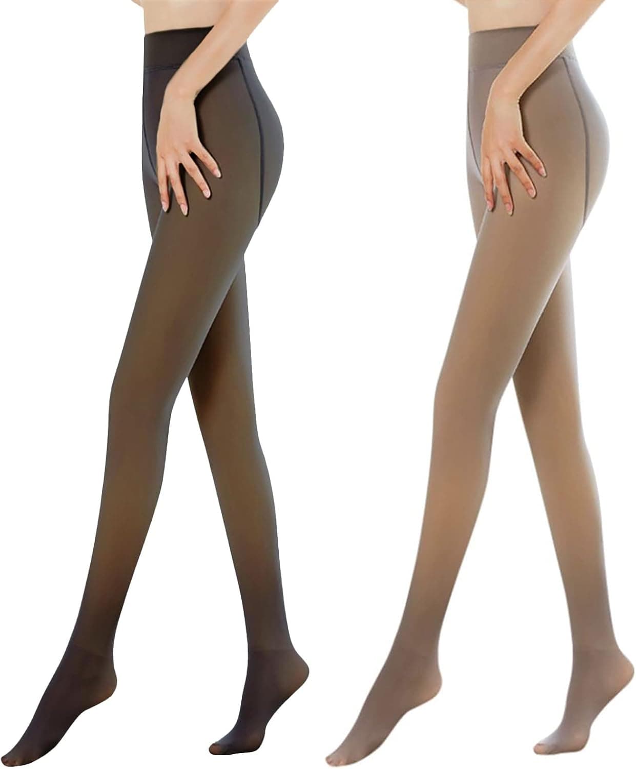Vertvie Women's Fleece Lined Tights Fake Translucent Pantyhose Thermal Sheer Tights Winter Warm Opaque Thick Leggings