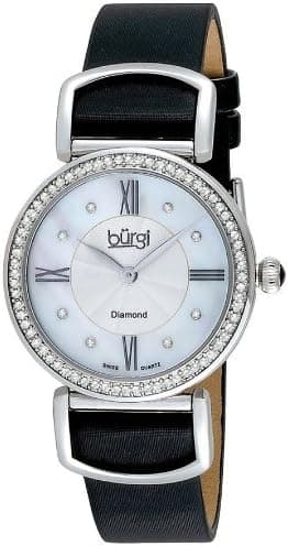 Burgi Women's BUR065BK Swiss Quartz Diamond Strap Watch