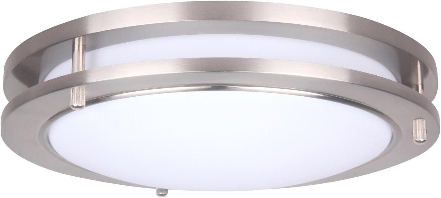 LIT-PaTH 10 Inch Dimmable LED Flush Mount Ceiling Lighting Fixture, 14W Replace 100W, 994 Lumen, Satin Nickel Finish, ETL Qualified, 3000K
