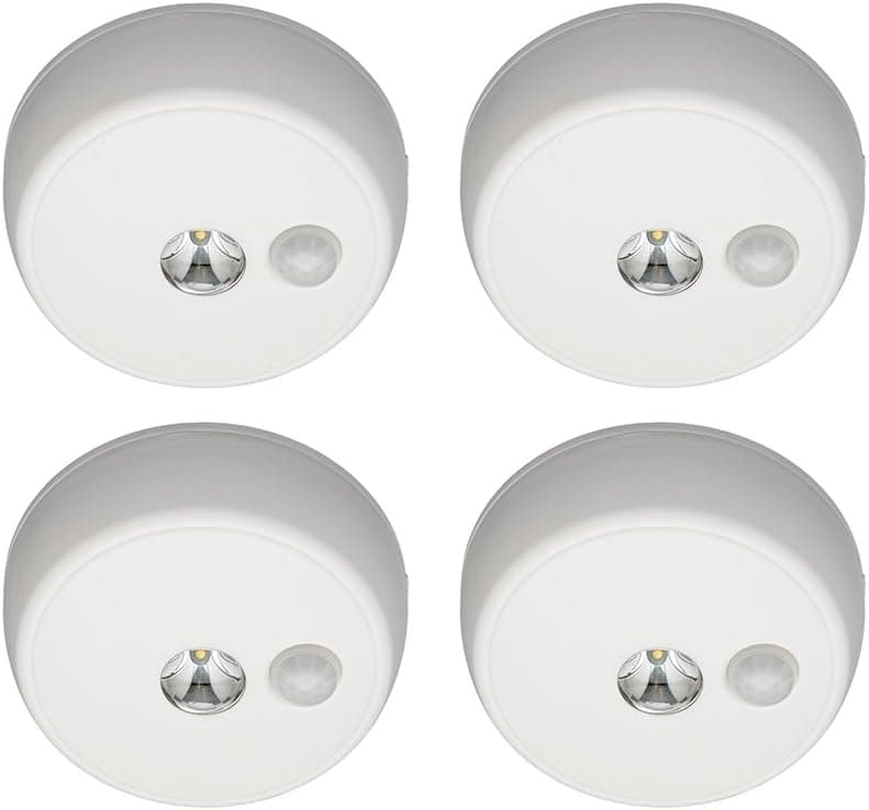 Mr. Beams MB984 Wireless Battery Operated Indoor/Outdoor Motion Sensing LED Ceiling Light, White, 4-Pack