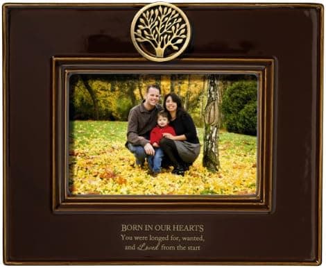 Grasslands Road Everyday Life Born in Our Hearts You were Longed for Mahogany Brown Ceramic Frame, 4 by 6-Inch