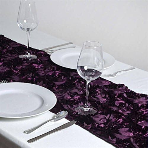 BalsaCircle 14" x 108" Raised Roses Floral Table Top Runner Wedding Linens - New!
