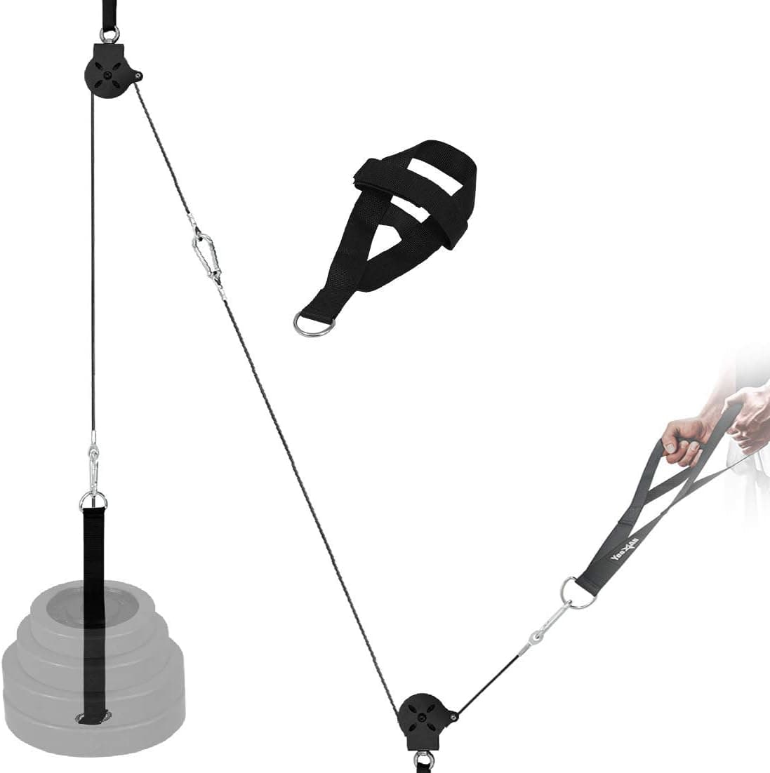 Yes4All Weight Plate Loading Pin 1 inch and 2 inch, Fitness LAT Cable Pulley System Gym, Heavy Duty Gym Equipment For Home with Tricep Rope Cable Attachment