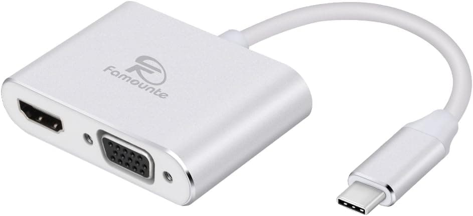 USB C to HDMI/VGA Multiport Adapter,Famounte USB-C to Hdmi/VGA Converter (Thunderbolt 3 Compatible) USB 3.1/ Type C to Full HD 1080P VGA/4K UHD HDMI Audio Video Adaptor for MacBook/MacBook Pro