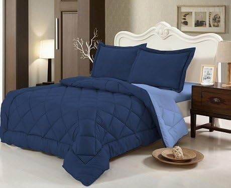 Lantrix Comforter, Sheet Set, Towels, 10 Pc Set - Navy/Lt. Blue - Twin XL