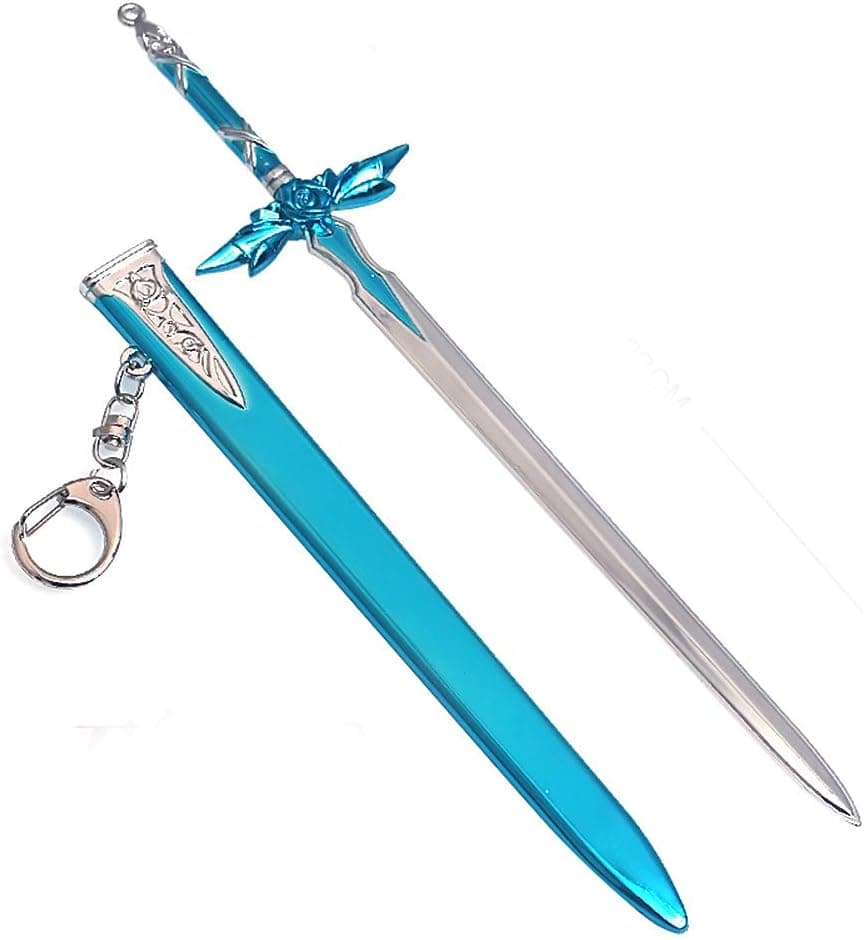 Longhe Games Metal SAO Alicization Eugeo Kirito Blue Roses Sword Weapon Model Action Figure Arts Toys Collection Keychain Gift