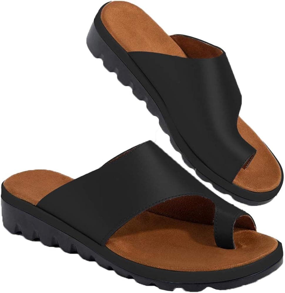 Chenghe Women's Flip Flop Wedge Sandal Comfort Open Toe Thong Slid Slippers Summer Beach Travel Sandal Shoes Black US 5.5