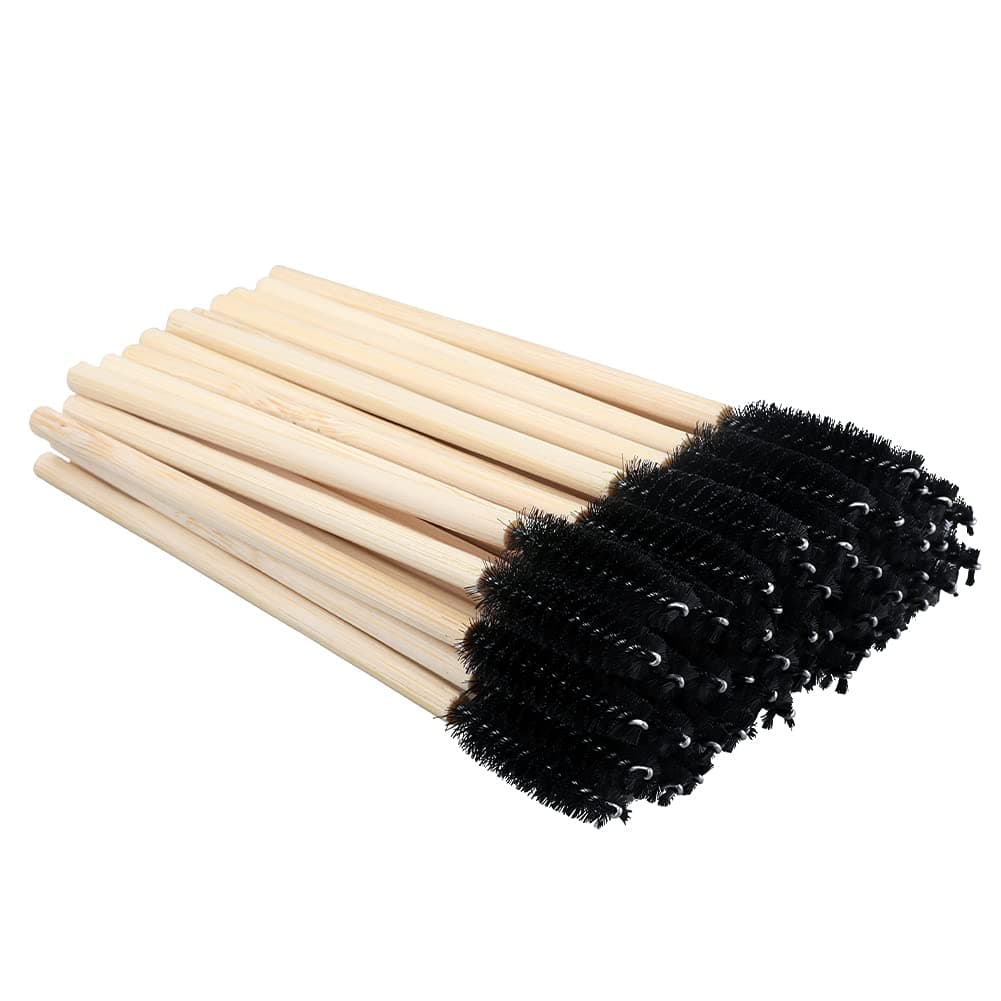 50PCS Disposable Eyelash Mascara Brushes Wands with Bamboo Handle (Black)