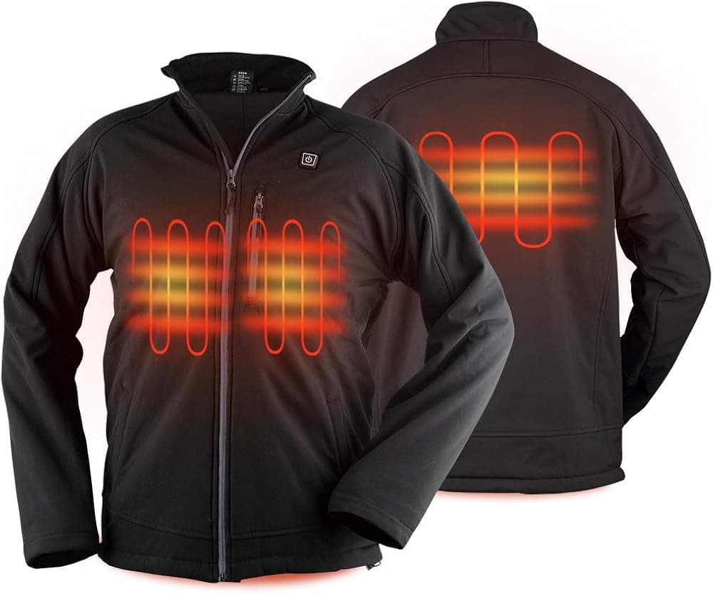 PROSmart Men's Heated Jacket Waterproof Heating Jacket with Hood and 12Volt Battery Pack (Black-no Hood, 2XL)