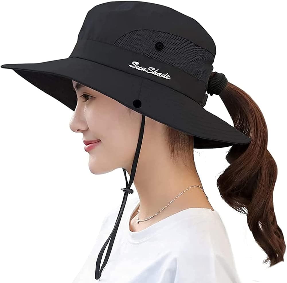BOGIWELL Women's Outdoor UV Protection Foldable Mesh Wide Brim Beach Fishing Hat