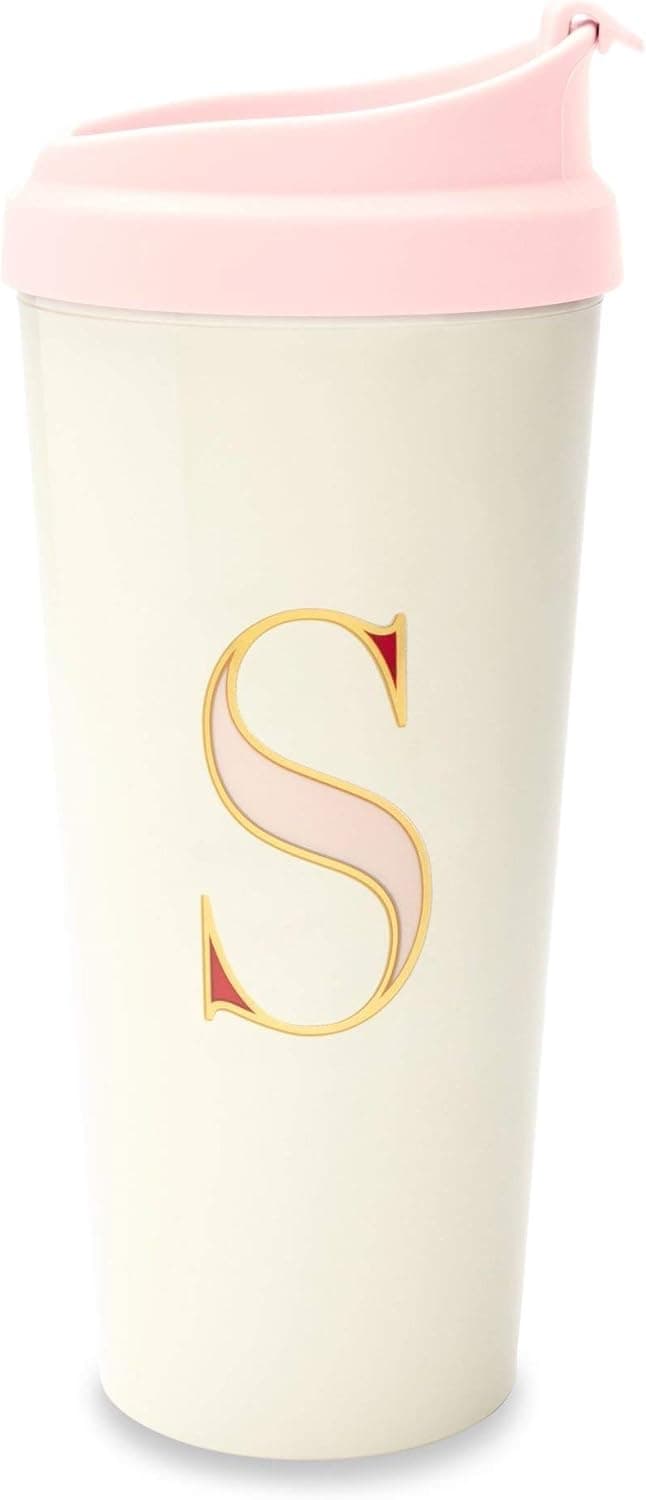 Kate Spade New York Women's Initial Thermal Travel Mug Tumbler, 16 Ounces